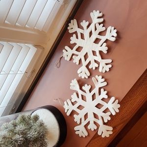 Pottery Barn Kids snowflake ornaments (2)